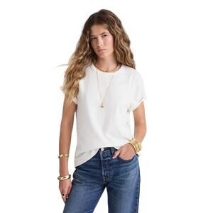 Madewell Dakota Perfect Crewneck Tee White NWT Medium Classic Soft Top